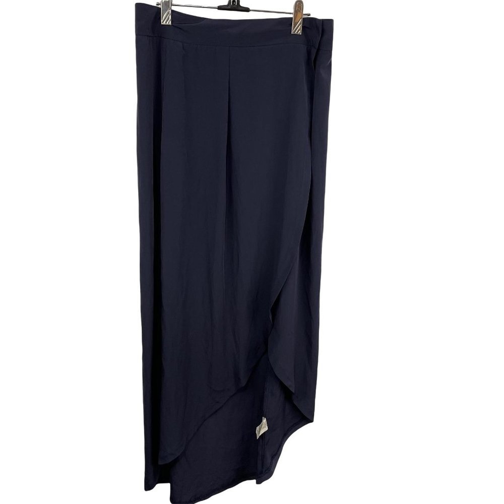 Kaitlyn Hi-low Flowy Maxi Skirt Navy Blue Size Large